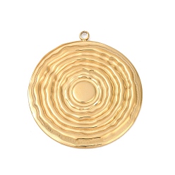 Плоский Круглый 304 подвески из нержавеющей стали, ионное покрытие (ip), очарование морского организма, реальный 18 k позолоченный, плоско-круглые, 34x31x2 мм, отверстие : 1.8 мм