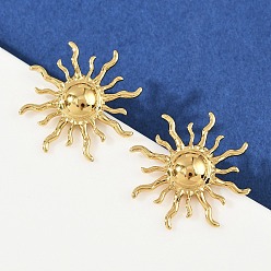 Золотой 304 из нержавеющей стали серьги, солнце, золотые, 25x25 мм