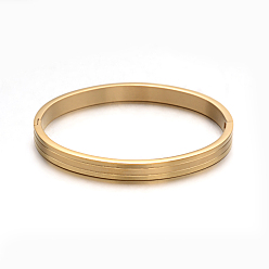 Golden Trendy 304 Stainless Steel Bangles, Ion Plating(IP), Golden, 50x59mm