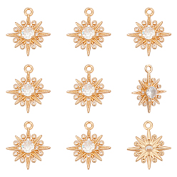 Прозрачный 10 кулоны из латуни с микрочастицами и кубическим цирконием., звезды прелести, прозрачные, 20x17x3.5 мм, отверстие : 1.8 мм