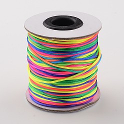 Разноцветный Нейлоновая нить, гремучий атласный шнур, нейлоновый шнур плетеные украшения для изготовления ювелирных изделий, круглые, красочный, 1 мм, около 100 ярдов / рулон (300 футов / рулон)