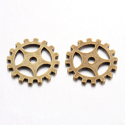 Античная Бронза Сплавочные подвески тибетского стиля, шестерня, стимпанк прелести, без кадмия, без никеля и без свинца, античная бронза, 19x1 мм, Отверстие : 2.5 мм , около 854 шт / 1000 г
