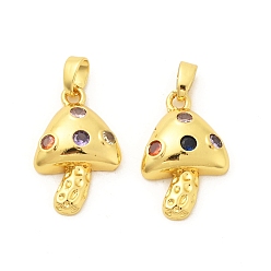 Разноцветный Латунные микро проложить кубического циркония подвески, без кадмия и без свинца, гриб, реальный 18 k позолоченный, красочный, 19.5x12.5x4.5 мм, отверстие : 5x2.5 мм