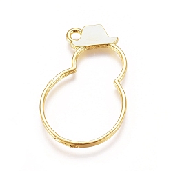 Golden Zinc Alloy Open Back Bezel Pendants, For DIY UV Resin, Epoxy Resin, Pressed Flower Jewelry, Snowman, for Christmas, Golden, 37x22x1.5mm, Hole: 2.4mm