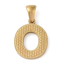 Letter O Вакуумное покрытие pvd 304 подвески из нержавеющей стали, золотые, буквенное очарование, Письмо O, 16.5x13.5x1.5 мм, отверстие : 5x3 мм