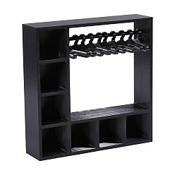 Black 1 Set PLA Doll Accessories Display Box, with 10Pcs Clothes Hanger, Black, 155x38x155mm