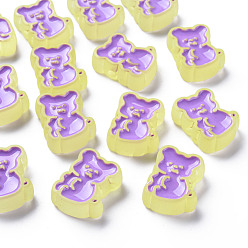 Светлый Золото-желтый Прозрачные акриловые бусины, с эмалью, матовые, медведь, светлый золотарник желтый, 26.5x20x9 мм, отверстие : 3 мм