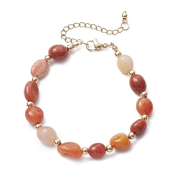 Golden Silk Jade Браслеты из натурального золотистого шелка, нефрита и латунных бусин для женщин, самородки, золотые, 7-5/8 дюйм (19.5 см)