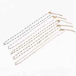 Mixed Color PVD Vacuum Plating 304 Stainless Steel Link Chain Necklaces, with Enamel, Golden, Mixed Color, 17.71 inch(45cm)