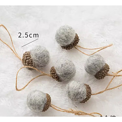 Светло-серый Украшения из желудей из шерстяного фетра, осенние подвесные украшения для украшения рождественской елки, светло-серый, 30.5x22 мм