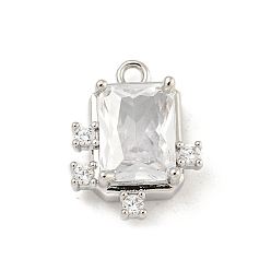 Прозрачный Прямоугольная стойка, покрытие из латуни, микро-паве, подвески из кубического циркония, долговечный, без кадмия и без свинца, платина, прозрачные, 14x10.5x5 мм, отверстие : 1.4 мм