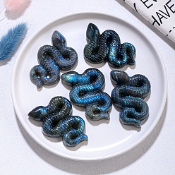 Змея Образцы природного лабрадорита, украшения для дома, змея, 60x40 мм