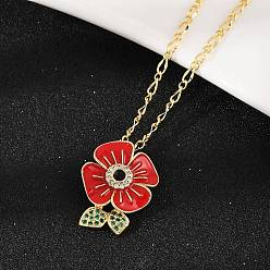 Настоящее золото 18K Латунные подвески с микропаве из кубических цирконий и эмали, цветок, реальный 18 k позолоченный, 17.72 дюйм (45 см)