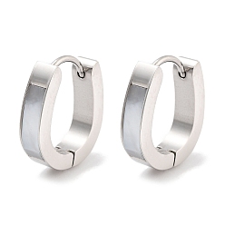 Нержавеющая Сталь Цвет 304 серьги-кольца из нержавеющей стали и натуральных ракушек для женщин, с 316 ушными шпильками из хирургической нержавеющей стали, цвет нержавеющей стали, 16x4 мм