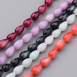 Mixed Color Natural Shell Bead Strands, Dyed, teardrop, Mixed Color, 7x5mm, Hole: 0.5mm, about 59pcs/strand, 15.2 inch