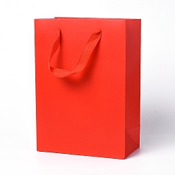 Red Kraft Paper Bags, with Handles, Gift Bags, Shopping Bags, Rectangle, Red, 28x20x10.1cm