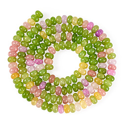 Colorido 1 hebras de cuentas de vidrio, piedras preciosas de imitación, Rondana plana, teñido, colorido, 8~8.5x4.5~5 mm, agujero: 1~1.2 mm, sobre 155~159 unidades / cadena, 30.12~31.30 pulgada (76.5~79.5 cm)