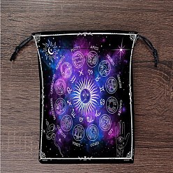 Солнце Бархатные набивные сумки для хранения, мешочек на шнурке для упаковки карт Таро, прямоугольные, солнце, 18x13 см