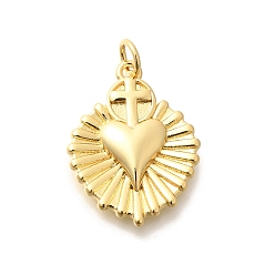 Настоящее золото 18K Латунные подвески, с целью перехода в кольце, долговечный, без свинца и без кадмия, сердце прелести, реальный 18 k позолоченный, 22x17x3 мм, отверстие : 3.5 мм