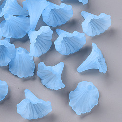 Light Sky Blue Transparent Acrylic Beads, Calla Lily, Frosted, Light Sky Blue, 40.5x33x35mm, Hole: 1.8mm, about 135pcs/500g