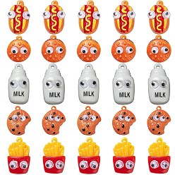 (52) Непрозрачная лаванда 25 шт 5 стиль непрозрачные кабошоны из смолы, имитация еды, хот-дог, чипсы, печенье, гамбургер и бутылка молока с глазком, разноцветные, 21~27x7~17x7~9.5 мм, отверстие : 1.4~1.5 мм, 5 шт / стиль