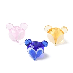 (52) Непрозрачная лаванда Бусины лэмпворк , лиса, разноцветные, 12~13.5x17~18x15~16 мм, отверстие : 1.8~2 мм