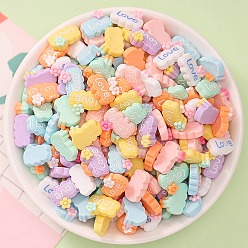 (52) Непрозрачная лаванда Непрозрачные кабошоны из смолы, прямоугольник со словом любовь, разноцветные, 10.5x14x5.5 мм