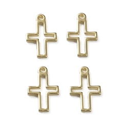Настоящее золото 24K Латунные крошечные крестики, долговечный, реальный 24 k позолоченный, 12.5x8x1 мм, отверстие : 1 мм