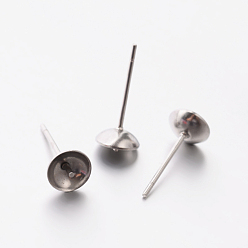 Нержавеющая Сталь Цвет 304 Выводы серьги из нержавеющей стали шпилька, цвет нержавеющей стали, 6 мм, штифты : 0.6 мм