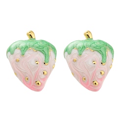 Pink Ионное покрытие (ip) 304 серьги-гвоздики из нержавеющей стали в форме клубники, с эмалью для женщин, реальный 18 k позолоченный, розовые, 23.5x19 мм