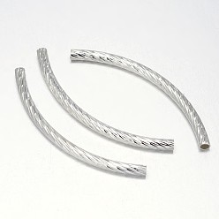 Silver Brass Tube Beads, Silver Color Plated, 50x3mm, Hole: 2mm