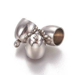 Couleur Acier Inoxydable Résistant au ternissement 201 embouts de cordon en acier inoxydable, embouts, baril, couleur inox, 12x9mm, Trou: 2mm, diamètre intérieur: 7 mm