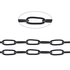 Electrophoresis Black 304 Stainless Steel Paperclip Chains, Soldered, with Spool, Electrophoresis Black, 4.8x2.5x0.5mm, about 32.8 Feet(10m)/roll