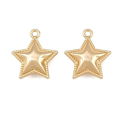 Golden Alloy Pendants, Star Charms, Rack Plating, Cadmium Free & Lead Free, Golden, 20x18x6.5mm, Hole: 1.8mm