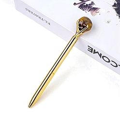 Тигровый глаз Шариковая ручка натурального тигрового глаза, шариковая ручка из нержавеющей стали, офисные школьные принадлежности, 150 мм