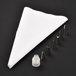 Белый Наборы форм для выпечки торта, с пластиковым конвертером и кондитерским мешком из ева, 430 насадка для сливок из нержавеющей стали, инструмент для украшения торта, белые, 303x175x0.5 мм