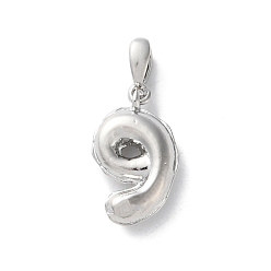 Платина Латунные подвески, числовые прелести, стойки покрытие, долговечный, без свинца и без кадмия, платина, 14.5x9x4 мм, отверстие : 4x2.5 мм