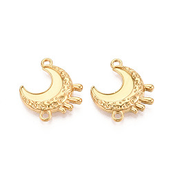 Настоящее золото 18K 304 оправы для кабошонов из нержавеющей стали, луна, ионное покрытие (ip), реальный 18 k позолоченный, лоток : 13.5x3.5 мм, 24x21x4 мм, отверстие : 1.8~2 мм