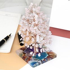 Розовый Кварц Крошка из натурального розового кварца украшение дерево жизни, Медная проволока, энергетический камень фэн-шуй, подарок для женщин и мужчин, медитация, 89~102x89~102x120~152 мм