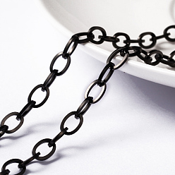 Electrophoresis Black 304 кабельные цепи из нержавеющей стали, несварные, с катушкой, ионное покрытие (ip), Плоско-овальные, электрофорез черный, 7x4x0.8 мм, около 65.61 футов (20 м) / рулон