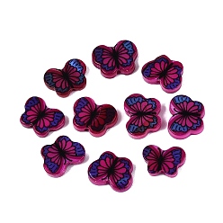 Camélia Perles de coquillage d'eau douce naturelles imprimées, papillon, camélia, 8~9x11~12x2.5~3mm, Trou: 0.8~0.9mm
