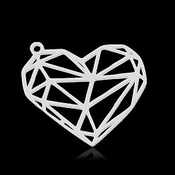 Нержавеющая Сталь Цвет Не тускнеющие 201 подвески из нержавеющей стали, сердце, цвет нержавеющей стали, 23x26x1 мм, отверстие : 1.4 мм