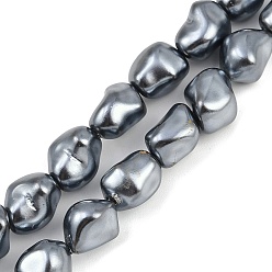 Серый Гальванические оболочки жемчужные бусы пряди, самородки, серые, 11~12x8~10x8~10 мм, отверстие : 1.5 мм, около 37 шт / нитка, 15.94'' (40.5 см)