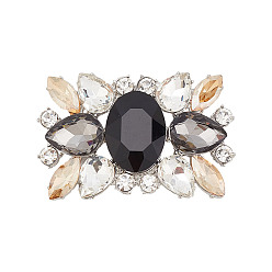 Платина Съемные пряжки для обуви из сплава стекла, украшение обуви цветами, платина, 39x59.5x14 мм