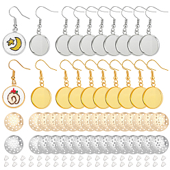 Платиновый & Золотой Наборы для самостоятельного изготовления железных сережек-подвесок, плоско-круглые, платиной и золотом, 38 мм