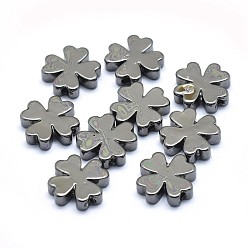 Черный Цвет Металла Латунные бусины, без кадмия, без никеля и без свинца, клевер, металлический черный , 10x10x2.5 мм, отверстие : 1.2 мм