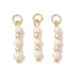 Золотой Натуральный культивированный пресноводный жемчужный картофель с круглыми подвесками из синтетического немагнитного гематита, полученного методом гальванического осаждения., подвески из бисера, белые, золотые, 20~21x4~5x4~5 мм, Перейти кольцо: 5x1 мм, внутренний диаметр: 3 мм