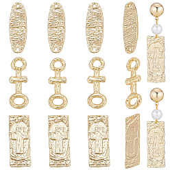 Настоящее золото 16K Набор для поиска ювелирных изделий своими руками, включая прямоугольные и овальные подвески из сплава и соединители для звеньев, реальный 16 k позолоченный, 18 шт / коробка