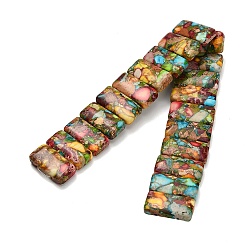 Разноцветный Натуральные имперские нитки из бисера яшмы, окрашенные, прямоугольные, 2-луночное, красочный, 20~20.5x10~10.5x5~5.5 мм, отверстие : 1 мм, около 20 шт / нитка, 8.15~8.46'' (20.7~21.5 см)