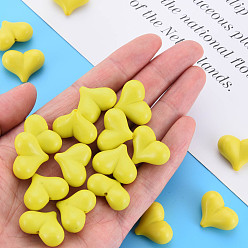 Yellow Opaque Acrylic Beads, Heart, Yellow, 17x22x10mm, Hole: 1.4mm, about 255pcs/500g